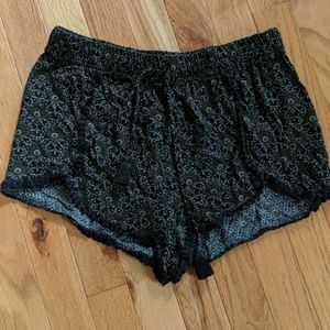 Black floral ecote shorts from UO